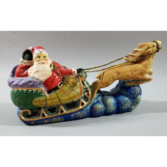 The San Francisco Music Box Company Santa Claus Is Coming Town Sleigh Christmas