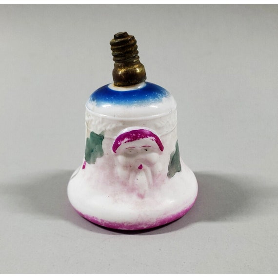 Vintage Milk Glass Figural C6 Christmas Light Bulb Santa Claus Face Bell