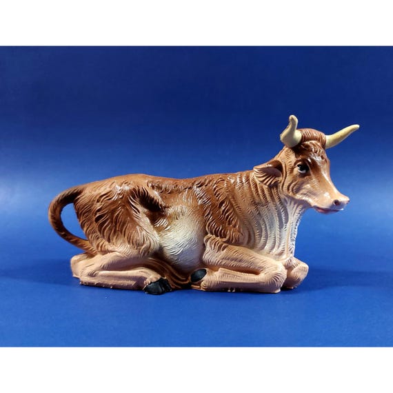 Vintage Fontanini  Depose Italy Holiday Nativity Cow Bull w Spider Mark 5"