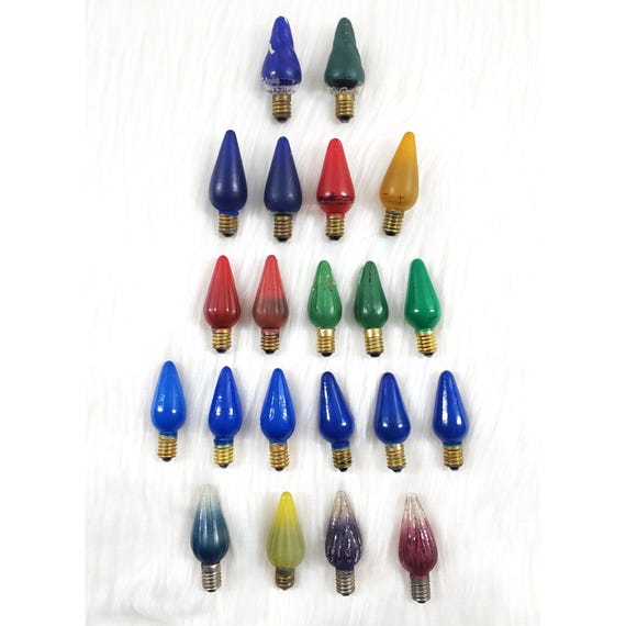 21 Vintage Mazda C6 Smooth Swirl Two Tone Christmas Tree Lamp Bulb Lights Work