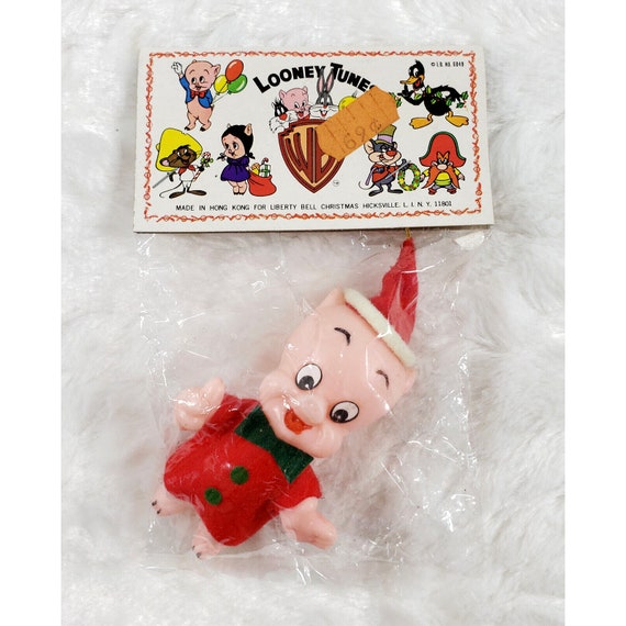1978 Vintage NOS Porky Pig Looney Tunes Warner Bros Plastic Christmas Ornament