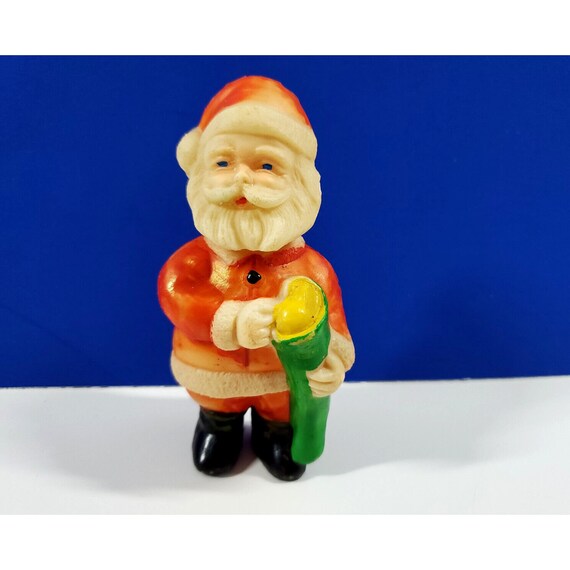 Vintage Santa Claus w Stocking Rubber Squeaker Christmas Toy Made Japan
