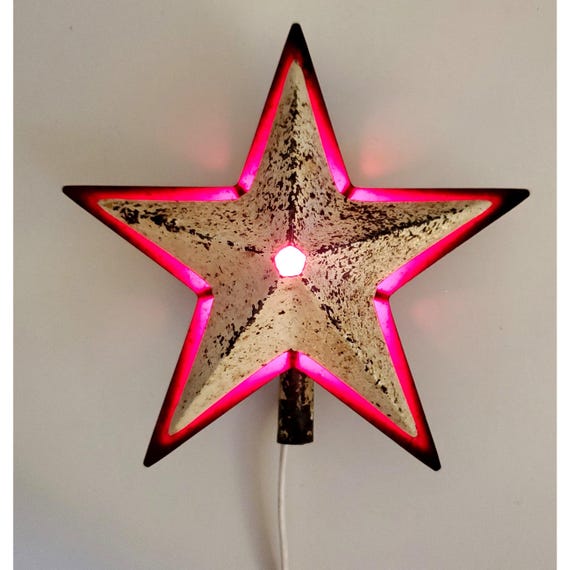 Vintage Noma Glolite Illuminated Christmas Tree Star Topper Metal Decoration