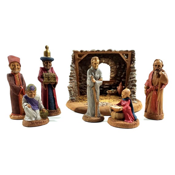 Vintage Tom Clark Carin Studio Nativity Christmas Holy Family 7 Pc Set