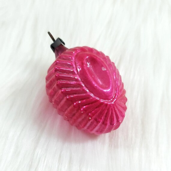 Antique German Pink Indent Embossed Bumpy Egg Mercury Glass Christmas Ornament
