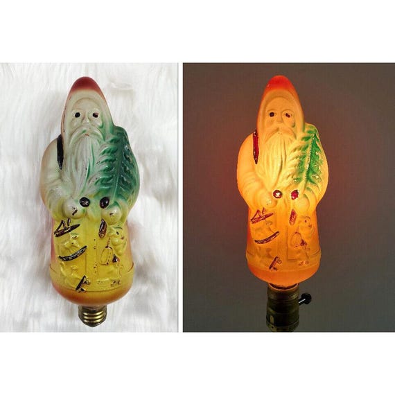 Vintage Kress Belsnickel Santa Claus Large Figural Christmas Bulb 40W Japan