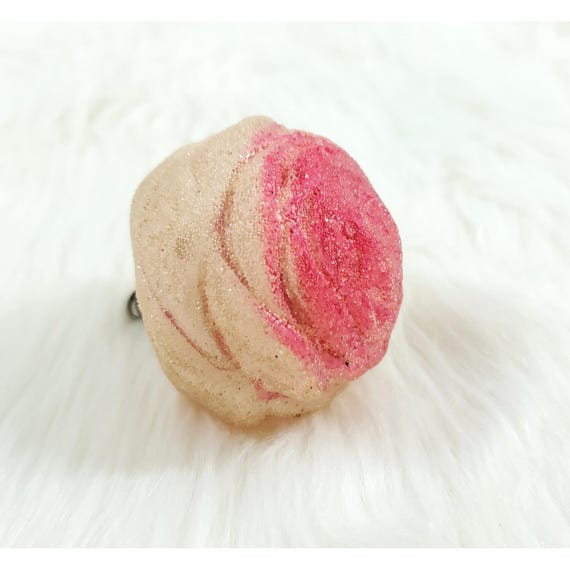 Antique German Frosted Flower Pink Rose Glass Feather Tree Christmas Ornament
