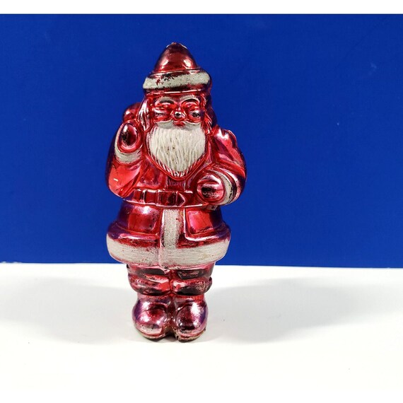 Vintage Santa Claus Metallic Hard Plastic Christmas Figure