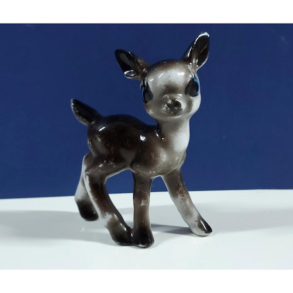 Vintage Fawn Deer Big Blue Eyes Kitsch Ceramic Figurine