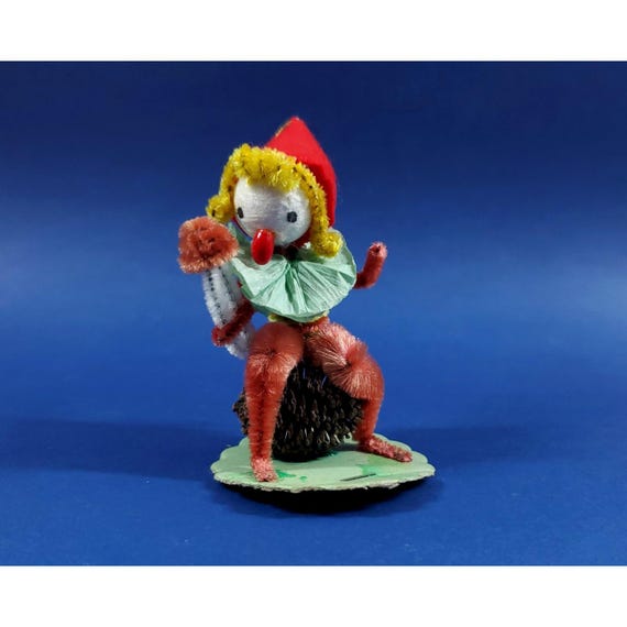Vintage Japan 1950s Elf Pixie Gnome Pinecone Spun Cotton Christmas Ornament