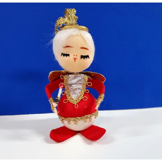 Vintage Red Flocked Angel with Candle Kitsch Christmas Ornament