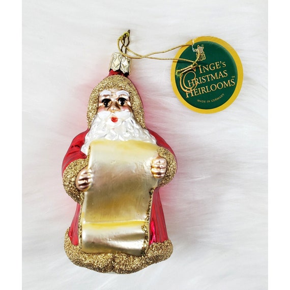 Retired Inge Christmas Heirloom Santa's List Ornament Made Germany