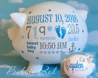 Personalized Piggy Bank For Boys Nautical Boy Piggy Bank Etsy