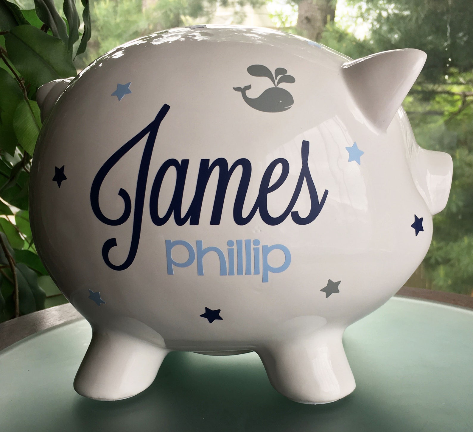 Personalized Piggy Bank Nautical Baby Boy Piggy Bank Ocean Etsy