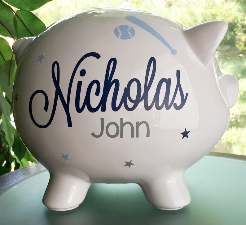 Personalized Piggy Bank Baby Boy Piggy Bank Baby Birth Stats Etsy