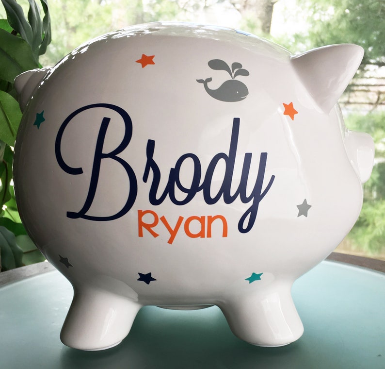 Personalized Piggy Bank Boy Nautical Baby Boy Piggy Bank ...