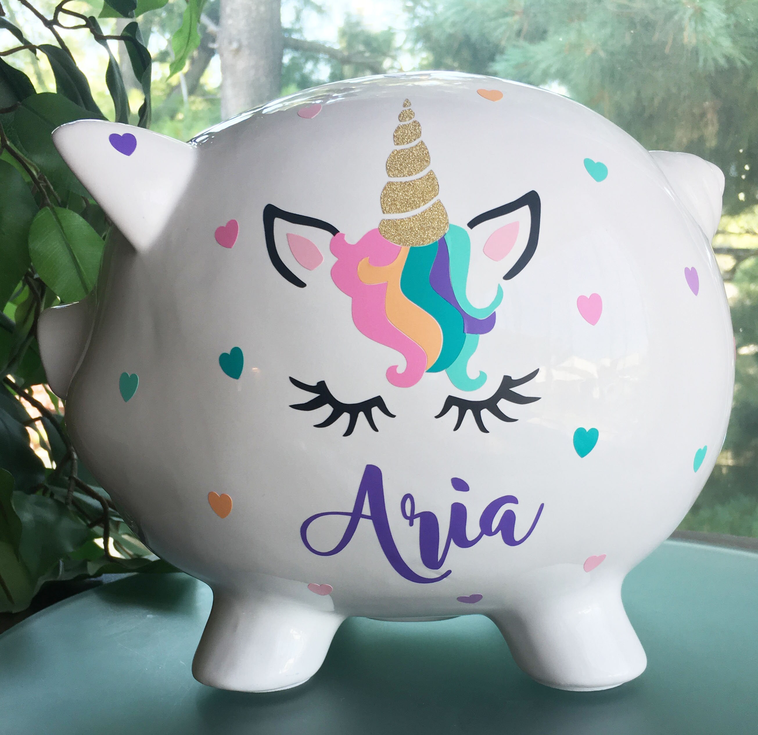 Personalized Piggy Bank Unicorn Gift Baby Girl Piggy Bank Etsy