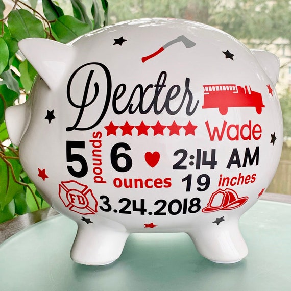 firefighter piggy bank