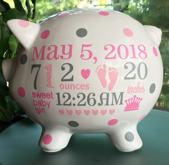 Personalized Piggy Bank For Baby Girls Custom Piggy Bank Etsy