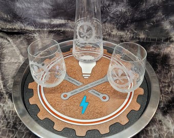 Benutzerdefinierte Weinglas Tablett und Dekanter Set