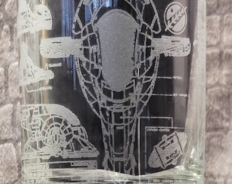 Star Wars - Boba Fett and Slave 1 Ship - Laser Geätzte Felsen Glas
