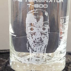 The Terminator - Laser Etched Rocks Glass