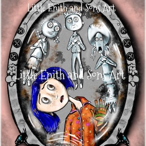 Crooked Neck Coraline - Art Print Magnets Stickers Coraline Magnet Coraline Stickers Coraline wall art Coraline gift