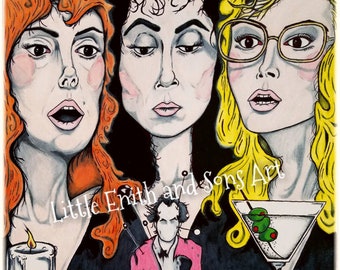 The Witches Of Eastwick - Movie Character Art Print - Alexandra Medford, Jane Spofford, Sukie Ridgemont, Daryl Van Horne, 80s, Cult Film