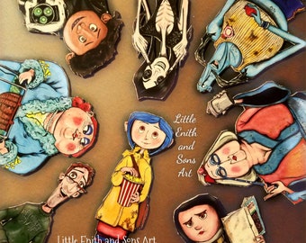 Set of 9 Coraline Bookmarks/Paperdolls - Perfect for Book Lovers or for Holiday Decorations