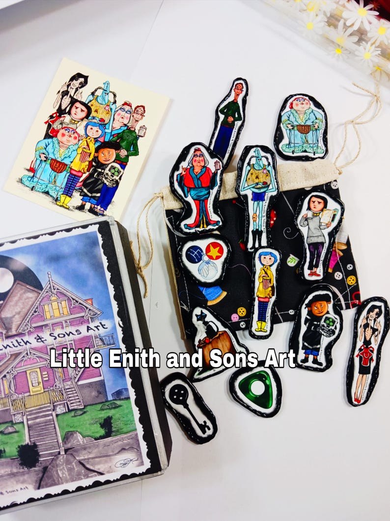 CORALINE MINI MAGNETS - Set of 12 - Handmade Drawstring Pouch and Surprise gift included image 4