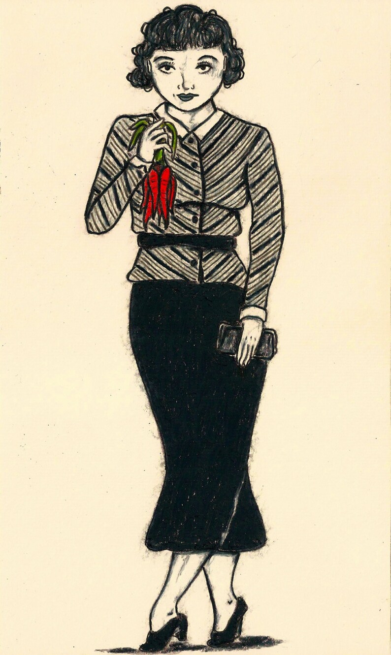 It Happened One Night Movie Character Print 1930s Fashion Claudette Colbert Birthday Gift Wall Art Tattoo Art Print Old Movie Star - 