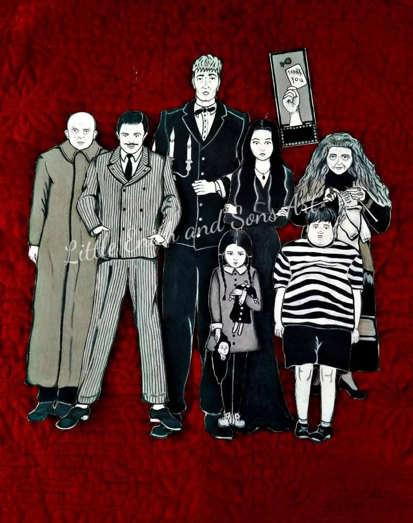 The Addams Family Paperdolls Gomez Morticia Wednesday Etsy