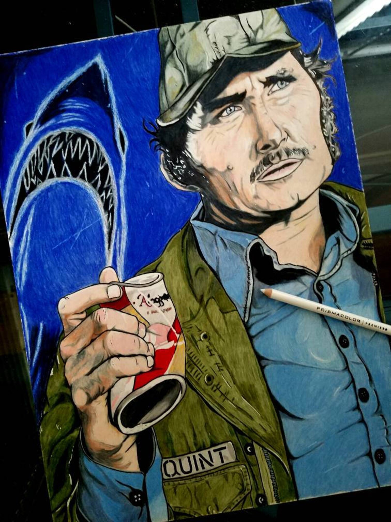 JAWS Quint Movie Character Art Print Vintage Poster Wall Etsy