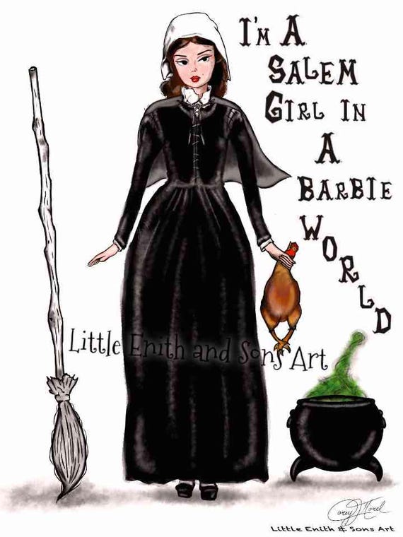 I'm A Salem Girl in Barbie World Art Print Magnets Stickers Witch