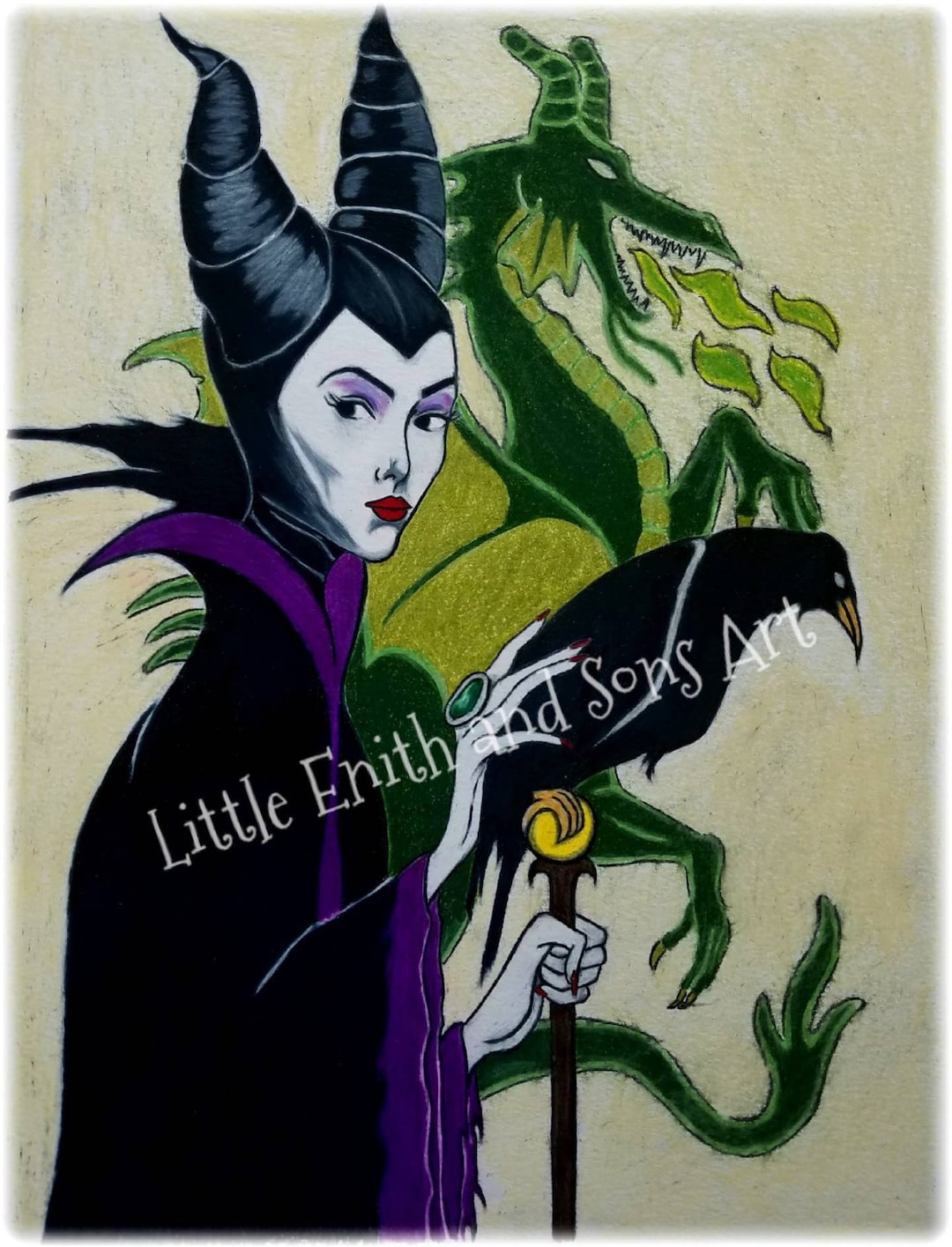 Maleficent Sleeping Beauty Art Print Disney Villain, Witch, Gothic