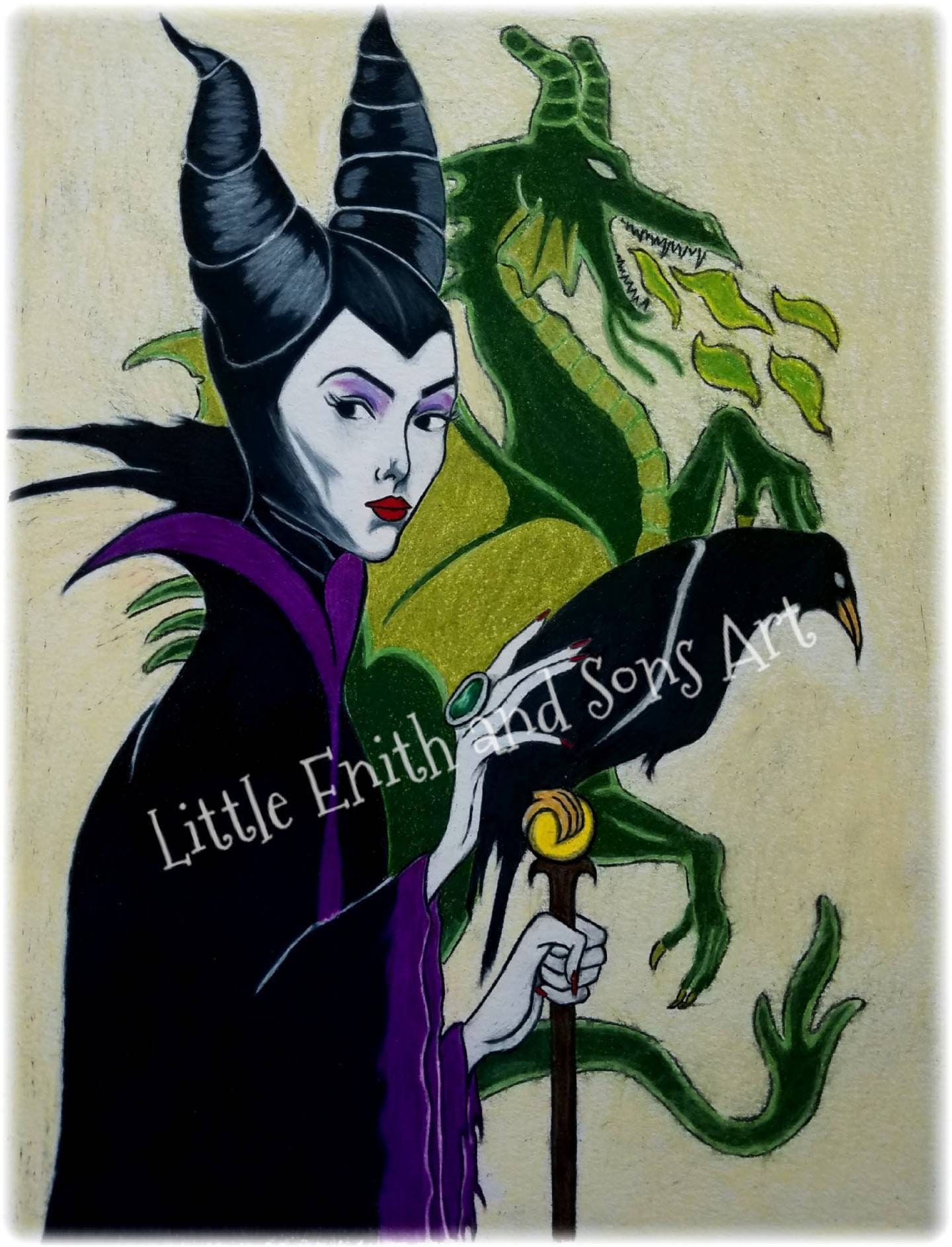 Maleficent Sleeping Beauty Art Print Disney Villain - Etsy