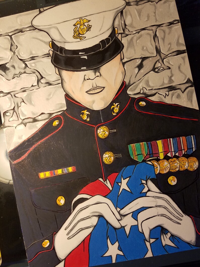 MARINE STRONG Military Art Print American US Marine | Etsy