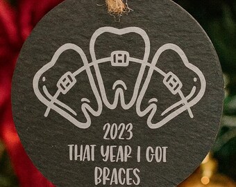 That Year I Got Braces Keepsake Ornament, Personalized Year, Custom Back Text, Son Daughter Gifts