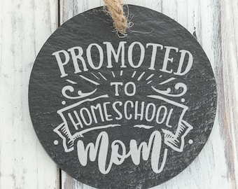 Promoted to Homeschool Mom 2020 E Learning Personalized Engraved Slate Ornament Back can be personalized