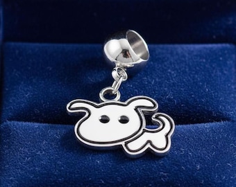 Personalized Cartoon Dog Charm, Custom Funny Pet Jewelry, Stainless Steel European Bracelet, Animal Lover Gift
