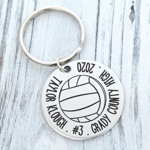 Volleyball Heart Team Player Personalized Engraved Key Chain Etsy