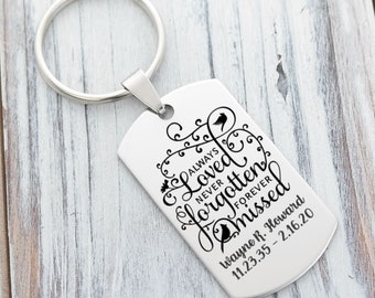 Always Loved Never Forgotten Forever Missed Sympathy Memorial Gift - Personalized Custom Engraved Key Chain