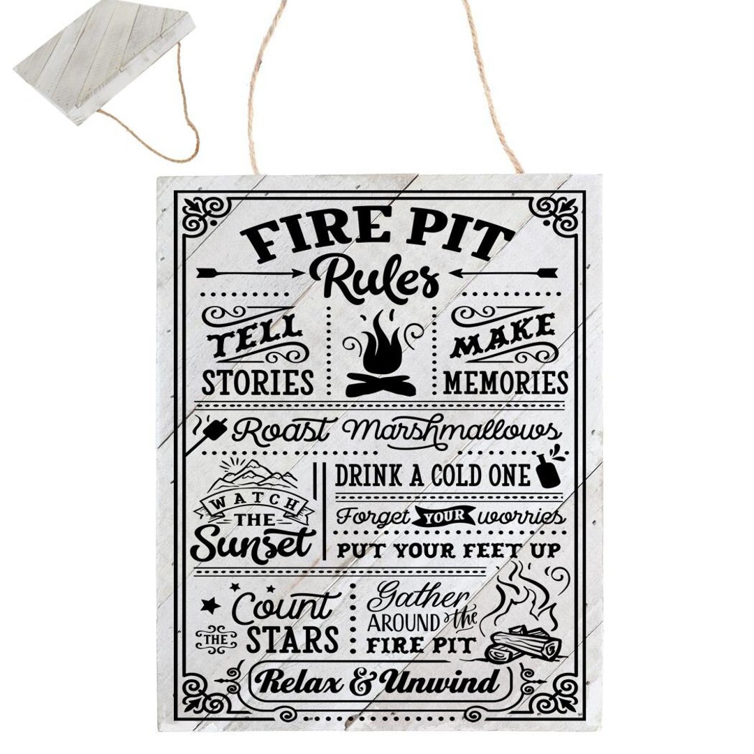 Fire Pit Rules Campfire Tell Stories Count Stars Relax Drink a Etsy