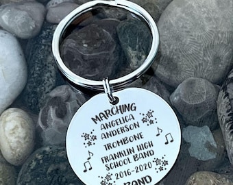 Personalized Marching Band Keychain, Custom Band Name Year Gift, Senior Night Keepsake, Custom Text