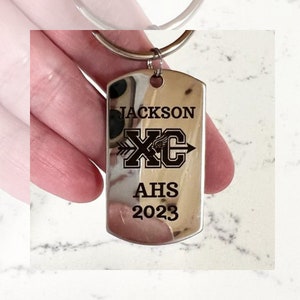 Cross Country Runner Sports Senior Awards Night Banquet End of Season Custom Personalized Key Chain - Engraved