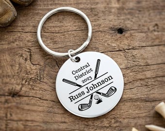 Personalized Golf Team Stainless Steel Keychain, Engraved Senior Night Gift, League Award