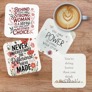 Inspirational Themed Custom Coasters, Motivational Gifts for Family Friends