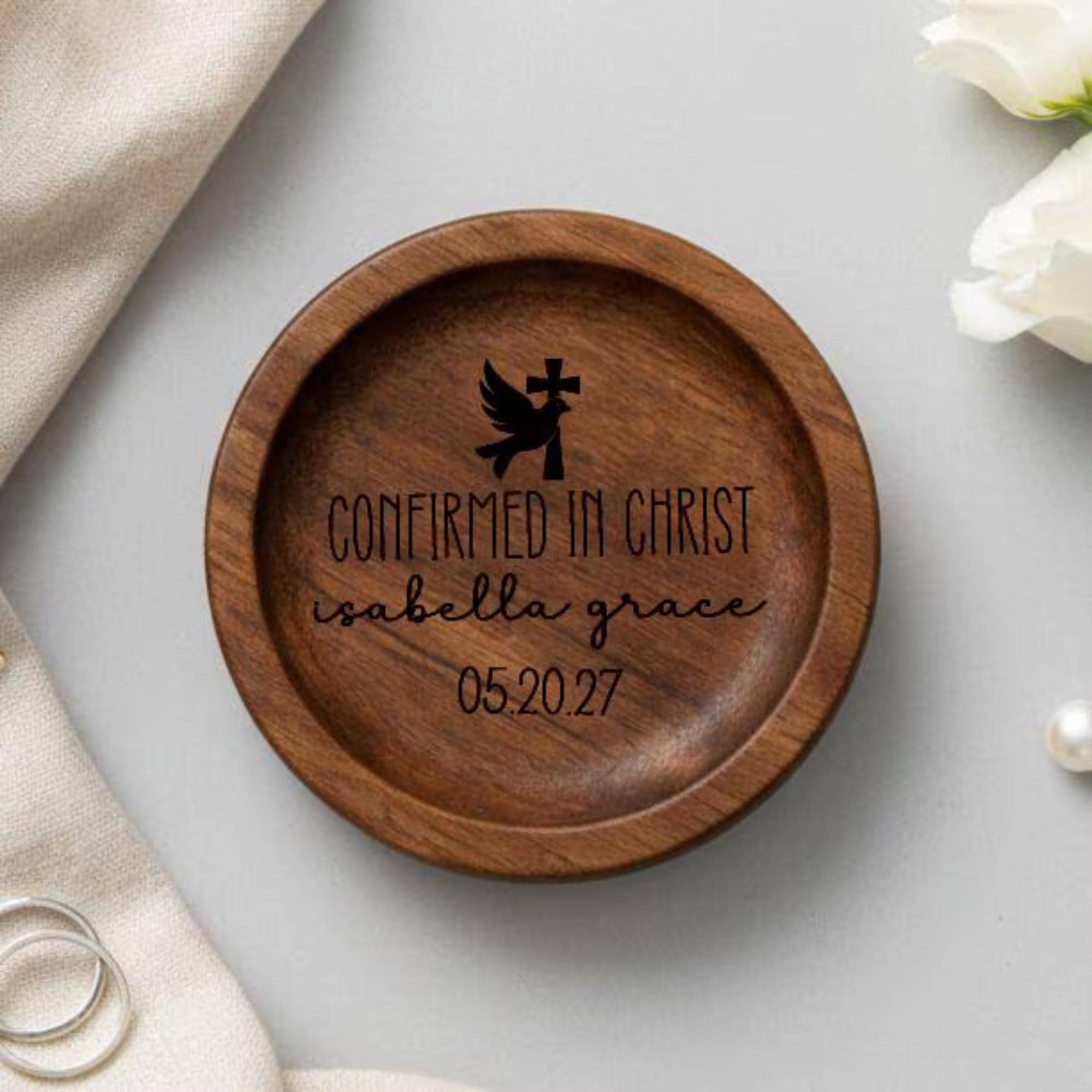 Small Wood Ring Tray Dish - Personalized Confirmation Gift - Confirmed…