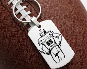 Personalized Football Player Keychain Uniform Jersey, Senior Night Gift, End of the Season Sports Banquet