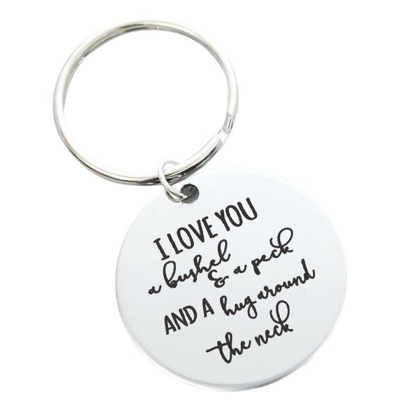 Love You a Bushel and a Peck Hug Around the Neck Key Chain Gift - Back can be Personalized with Custom Message